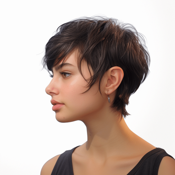 Butterfly Pixie with Side Swept Bangs
