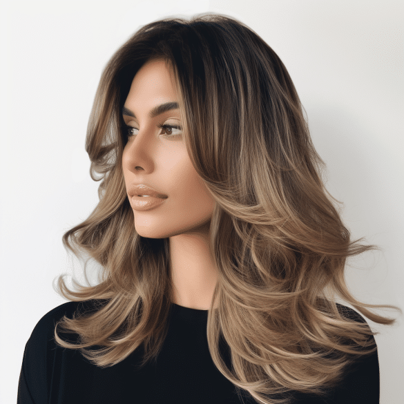 Layered Butterfly Cut with Balayage