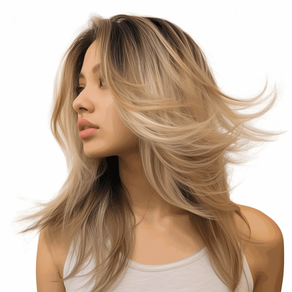 Tousled Butterfly Layers with Blonde Tips